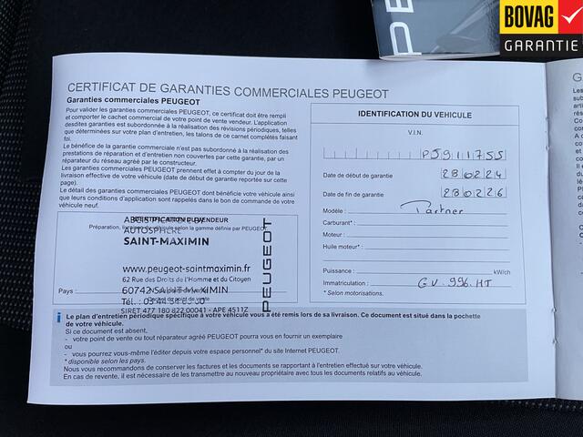 Peugeot PARTNER 1.2 PureTech 110 S&S L1 81kw Bestel( Cruise Control, Camera, Airco) DIRECT RIJKLAARPRIJS!