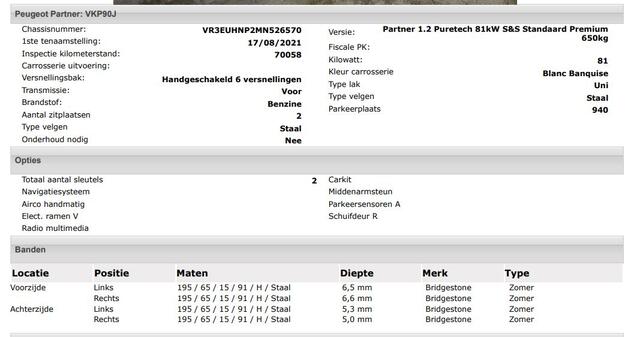 Peugeot PARTNER 1.2 Benzine 111PK Euro6 *Distributie bij 68Dkm. vervangen* Premium / Airco / Navigatie / Schuifdeur Re./ Radio multimedia