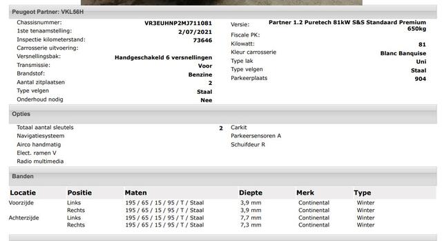 Peugeot PARTNER 1.2 Benzine 111PK Euro6 *Distributie bij 66Dkm.vervangen* Premium / Airco / Navigatie / Schuifdeur Re./ Radio multimedia