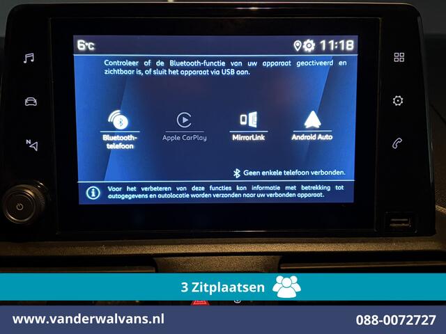 Peugeot PARTNER 1.5 BlueHDI 102pk L2H1 Euro6 Airco | 3-Zits | Apple Carplay | Camera | Cruisecontrol | Trekhaak Android Auto, Parkeersensoren, Bijrijdersbank