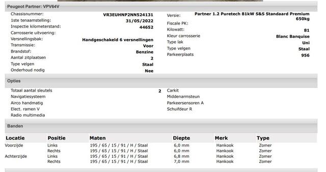 Peugeot PARTNER 1.2 Benzine 111PK Euro6 Premium / Airco / Navigatie / Cruise-ctr. / Schuifdeur + Raam / Radio multimedia