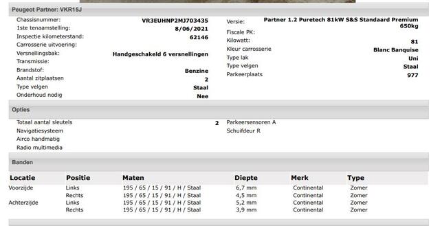 Peugeot PARTNER 1.2 Benzine 111PK Euro6 Premium / Airco / Navigatie / Cruise-ctr. / Schuifdeur + Raam / Radio multimedia