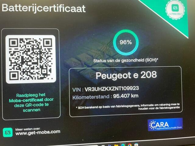 Peugeot e-208 Active Pack 50 kWh - Carplay, Navi, Cruise, Stoelverw. SOH 96%