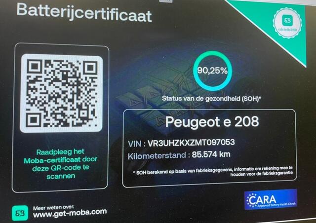 Peugeot e-208 Active Pack 50 kWh - Carplay, Navi, Cruise, SOH 90,25%