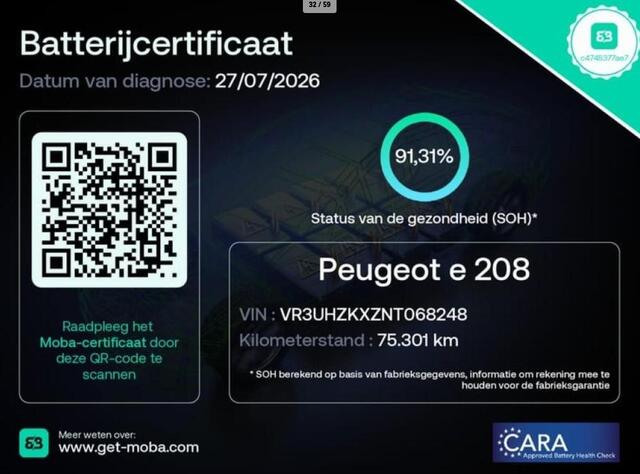 Peugeot e-208 EV GT 136pk 50 kWh SOH 91% Camera Navigatie Virtual Cockpit