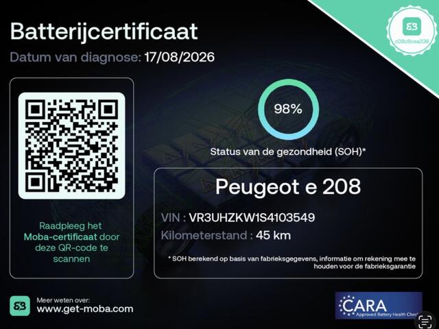 Peugeot e-208 EV Allure Avantage 51 kWh NIEUW! (SOH) 98%