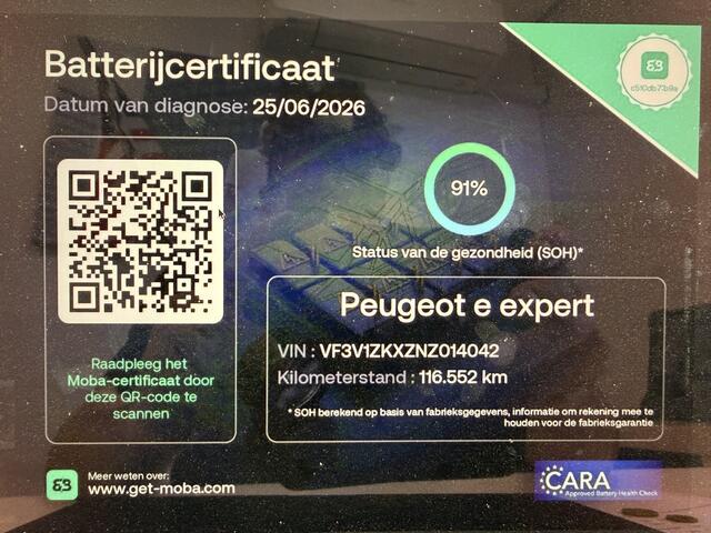 Peugeot e-Expert Standard Premium 75 kWh Cruise Control/achteruitrijcamera