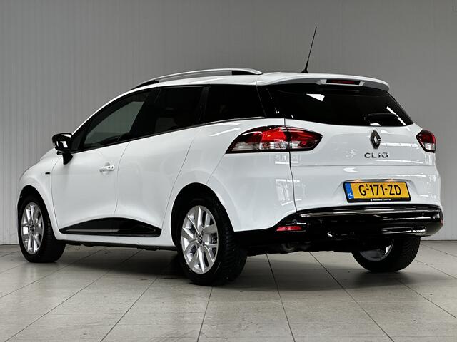Renault CLIO Estate 0.9 TCe Limited/ Facelift!/ Apple + Android/ DAB+/ Keyless/ Navi/ Airco/ Cruise/ Elek. pakket/ Isofix/ Bluetooth/ Armsteun/ Multi. LEDER. Stuur/ 16'' LMV/ Mistl./ PDC/ Extra getint glas/ Chroom/ Dakrails.