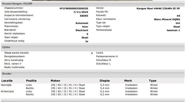 Renault KANGOO Z.E. 100% EV. 44KW / 33KWh./ Maxi-L2 / 5Pers. / 2x Schuifdeur / Navigatie / Pdc+Camera / Apk 10-2026