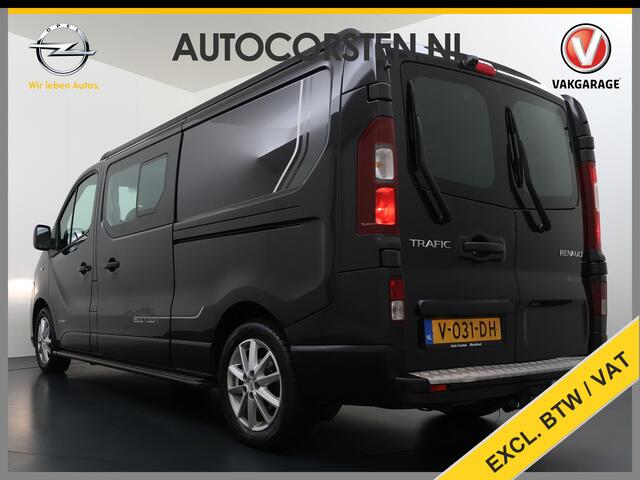 Renault TRAFIC DCi 146PK L2H1 D.C. Leer Formula Edition Dubbele Cabine 6-Pers. EURO6 Camera Navi ECC Cruise Control Trekhaak Pdc T29 1.6DCi 2X Schuifdeur Lat om Lat Betonplex Vloer Lmv 17" Regen-Lichtsensor Achterdeuren 2.000kg trekvermogen Origineel Nederlands Zeer com
