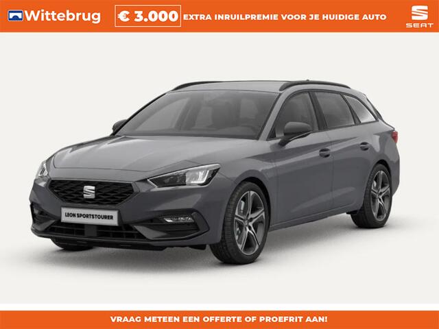 Seat LEON Sportstourer 1.5 TSI e-Hybrid FR PHEV First Edition Tot 130km volledig elektrische actieradius / Sportstoelen vóór, bekleding stof zwart met rode stiksels / Achteruitrijcamera / Dodehoeksensor