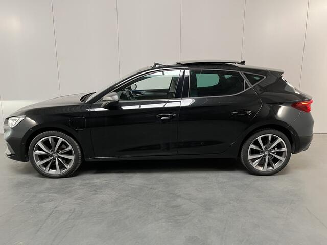 Seat LEON 1.4 TSI eHybrid PHEV FR / AUTOMAAT/ PANO/ LEER/ ACC/ DCC/ MEMORY SEAT/ STUUR+STOELVERWARMING/ DODEHOEK/ PARK.SENSOREN V+A/ CAMERA/ FULL LINK/ KEYLESS/ DIGITAL DASH/ NAVI/ DAB/ CLIMA/ LED/ 18'' LMV