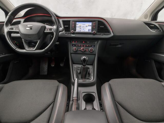 Seat LEON 1.4 TSI FR Sport (NAVIGATIE, CLIMATE, LEDER, STOELVERWARMING, LED KOPLAMPEN, SPORTSTOELEN, CRUISE, SFEERVERLICHTING, GETINT GLAS, NIEUWSTAAT)