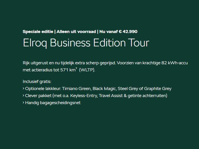 Skoda Elroq Business Edition Tour Elektromotor 210 kW / 286 PK | Trekhaak | 20'' Vega Velgen | Steel Grey | 1500,- inruilvoordeel!!