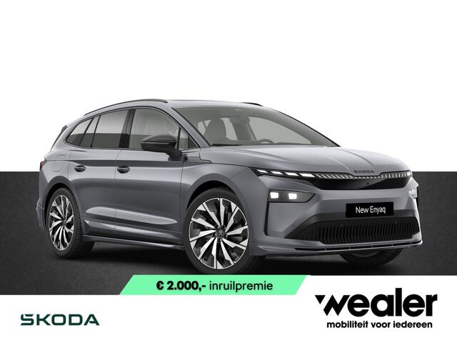 Skoda Enyaq iV 85 Sportline Elektromotor 286 PK | 21" lichtmetalen velgen | Trekhaak | Head-Up Display | Light band | Canton Sound | 360 graden camera |