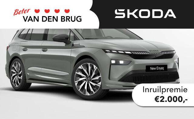 Skoda Enyaq iV 85 Sportline | Trekhaak | Panoramadak | Head up display | Canton | 21" lichtmetaal | 360° camera | Verwarmde voorruit en achterbank |