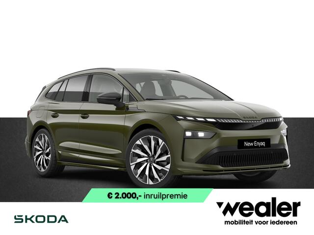 Skoda Enyaq iV 60 Sportline Elektromotor 204 PK | 21" lichtmetalen velgen | Trekhaak | Head-Up Display | Light band | Canton Sound | 360 graden camera |