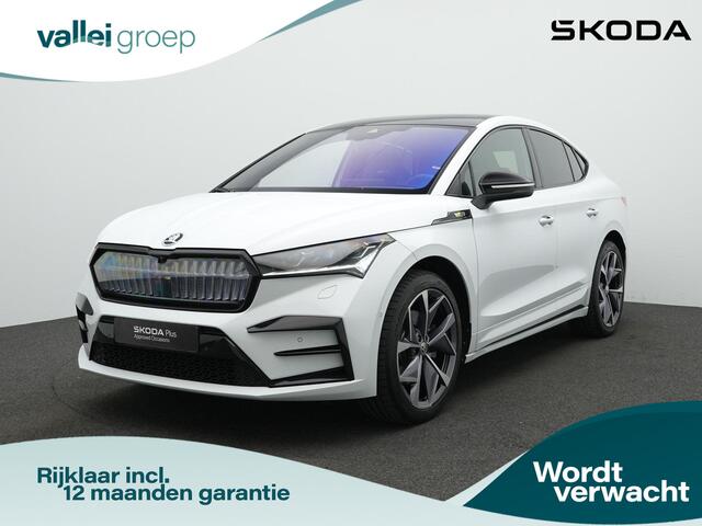 Skoda Enyaq iV Coupé 80 RS 299 pk SOH 92% | Panoramadak | Trekhaak | Leder | Geheugen-/massagestoel | Adaptief onderstel | Canton | Matrix LED | Head-up display | 360 camera