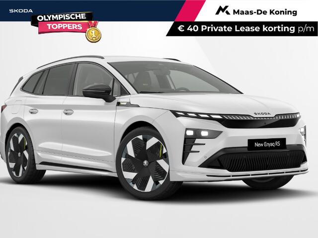 Skoda Enyaq iV RS Elektromotor 250 kW / 340 PK SUV Interieur 'RS Suite zwart' | 21" Vision velgen | Panorama-schuif-/kanteldak | | Business Upgrade Advanced | Trekhaak | Inruilpremie ¤3000,-