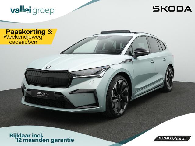 Skoda Enyaq iV 80X 265 pk Sportline | Warmtepomp | Panoramadak | Gegeugenstoel | Matrix LED | Stuur-/stoelverwarming | Leder/alcantara