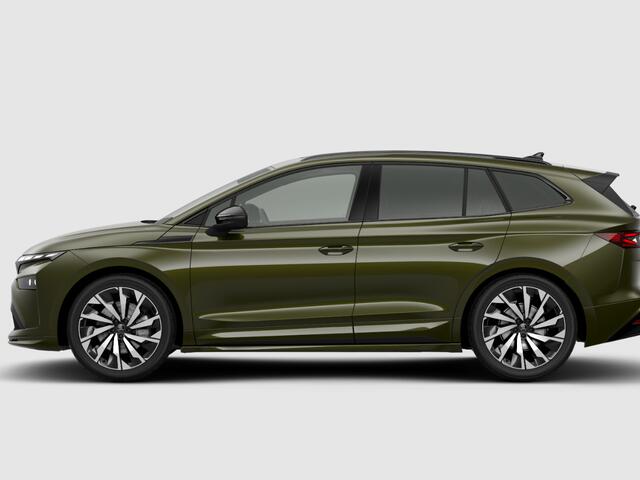 Skoda Enyaq iV Sportline Tour Edition 85 | Olibo Green | 21" inch velgen Supernova | panoramisch schuif/kanteldak | Elektrisch wegklapbare trekhaak | Business Upgrade - Advanced | ¤3000,- inruilpremie |