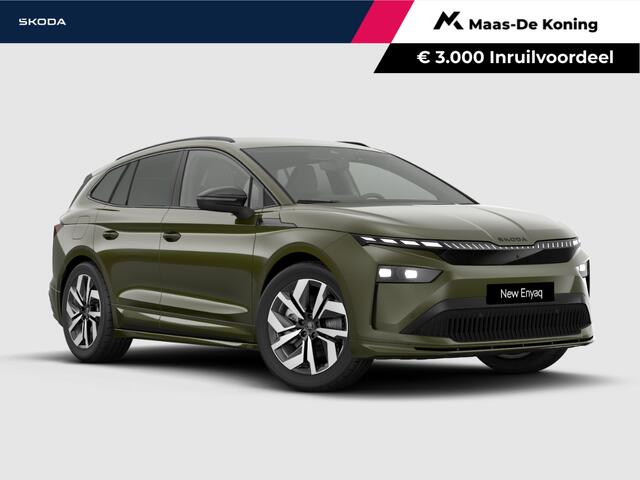 Skoda Enyaq iV Sportline Tour Edition 85 | Olibo Green | Elektrisch wegklapbare trekhaak | ¤3000,- inruilpremie |
