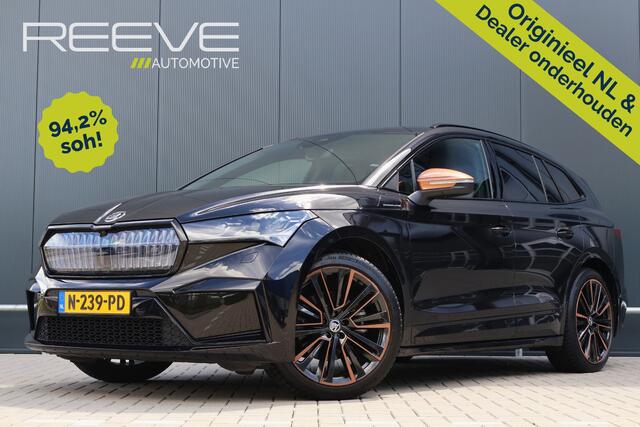 Skoda Enyaq iV 60 Founders Edition Black 94,2% soh! | Crystal Face | Camera | Leer | Stuurverwarming | Elektr. Achterklep | 21 Inch lichtmetaal