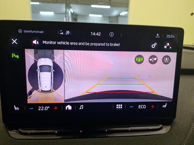 Skoda Enyaq iV 80 / SOH 91%/ AUTOMAAT/ 300 PK/ WARMTEPOMP/ PARK.SENSOREN V+A/ 360 CAMERA/ CRUISE/ STUUR+STOELVERWARM./ KEYLESS/ DIGITAL DASH/ RIJ-MODI/ NAVI/ CLIMA/ 19'' LMV