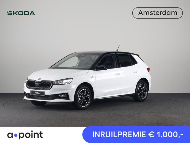 Skoda FABIA Monte Carlo 1.0 TSI 70 kW / 95 PK Hatchback 5 vers | Moon White + Black Magic | Travel Assist Pakket | Hill Start Assist | Verwarmbare Voorstoelen