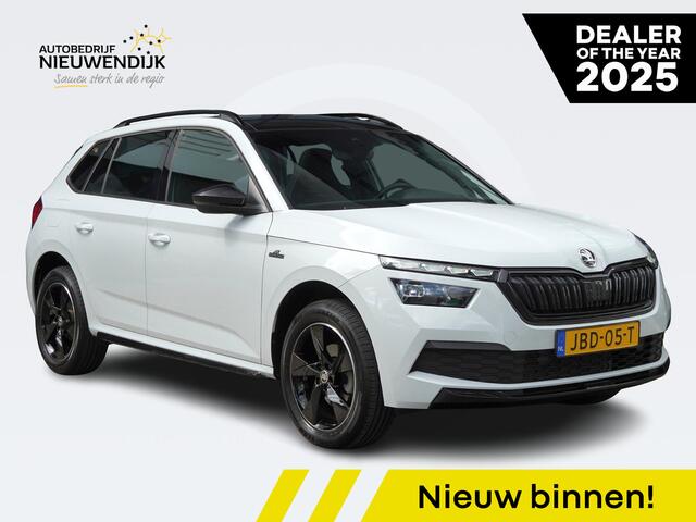 Skoda Kamiq TSI 110 DSG Monte Carlo AUTOMAAT / PANO / STOELV. / KEYLESS / LED / CAMERA / APPLE CARPLAY / ANDROID AUTO / CLIMATE / DAKRAILS / PDC / 17'' LMV