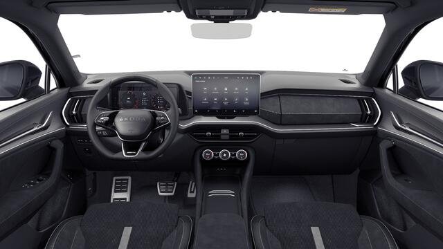Skoda Kodiaq 1.5 TSI PHEV 204 6DSG Sportline Business Automaat | KESSY (Keyless Entry and Start stop System) | Mechanisch wegklapbare trekhaak | Multifunctioneel verwarmbaar 3 spaaks sportstuur incl. peddels voor recuperatie en HOD (hands off detectie)