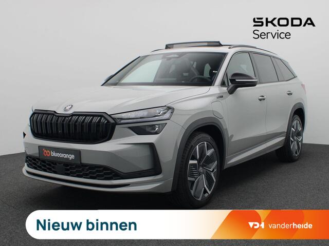 Skoda Kodiaq 1.5 TSI PHEV Sportline Business 204PK DSG Pano-schuifdak, matrix led, trekhaak, Canton sound, adaptive cruise, side assist, stoelverwarming voor & achter, stuurwielverwarming, keyless, alarm, 20" lichtmetaal