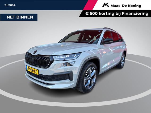 Skoda Kodiaq 1.5 TSI 150pk DSG Sportline Business 7p. · Camera · Inklap. Trekhaak · Keyless · Elek. Bestuurdersstoel + Geheugen · Matrix LED · Garantie t/m 27-05-2028 of 100.000km