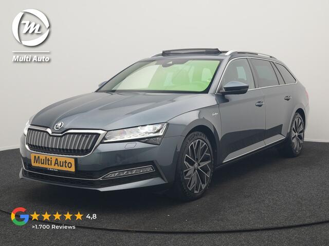 Skoda SUPERB Combi 1.4 TSI iV Laurin & Klement PHEV 218pk Dealer O.H. | Trekhaak Af Fabriek | Panodak | Adaptive Cruise | 360 Camera | Canton Audio | Lederen Comfortzetels Massage & Ventilatie & Memory | Sfeerverlichting | Keyless | Blis | Stuur Verwarmd | Plug In Hyb