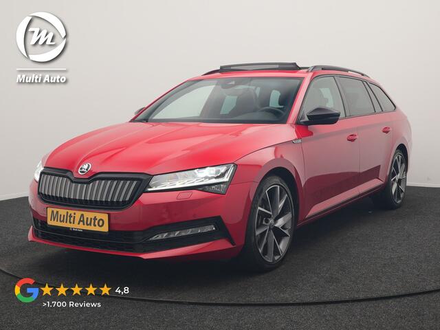 Skoda SUPERB Combi 1.4 TSI iV Sportline Business PHEV 218pk Dealer O.H. | Trekhaak Af Fabriek | Panodak | Adaptive Cruise | Camera | Canton Audio | Alcantara Sportstoelen Memory & Verwarmd | Stuur Verwarmd | Sfeerverlichting | Keyless | BLIS | Crystal LED | Plug In Hybrid |
