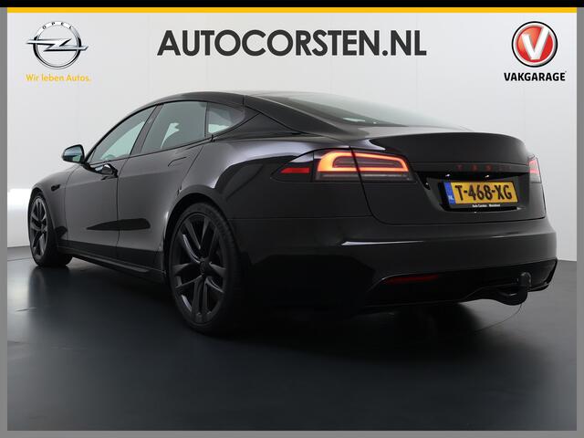 Tesla MODEL S 680 pk 0-100 3,1sec. Adaptive-Luchtvering FSD-4 / AutoPilot-4 Enhanced EAP ASS-Smart Summon Yoke Stuur Zelf-Parkeren / Voorrijden Trekhaak 21" Arachnid-Performance-Velgen Insane-modus Auto-Lane-Change Dumb Smart Summum Rode-Remklauwen Navi Warmtepomp Sto 