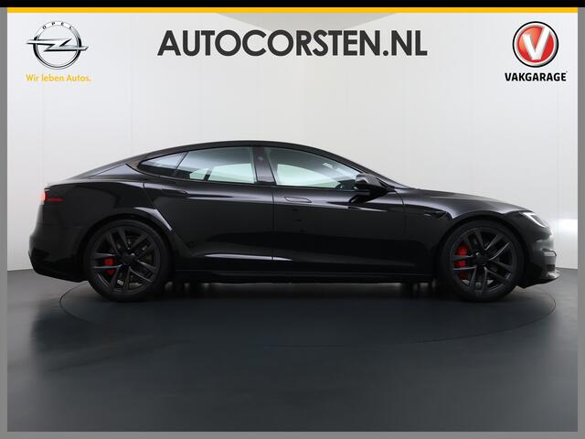 Tesla MODEL S 680 pk 0-100 3,1sec. Adaptive-Luchtvering FSD-4 / AutoPilot-4 Enhanced EAP ASS-Smart Summon Yoke Stuur Zelf-Parkeren / Voorrijden Trekhaak 21" Arachnid-Performance-Velgen Insane-modus Auto-Lane-Change Dumb Smart Summum Rode-Remklauwen Navi Warmtepomp Sto 