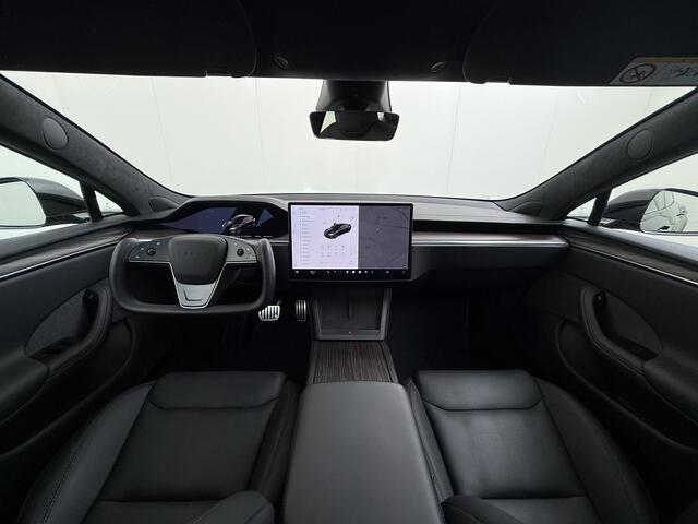 Tesla MODEL S 680 pk 0-100 3,1sec. Adaptive-Luchtvering FSD-4 / AutoPilot-4 Enhanced EAP ASS-Smart Summon Yoke Stuur Zelf-Parkeren / Voorrijden Trekhaak 21" Arachnid-Performance-Velgen Insane-modus Auto-Lane-Change Dumb Smart Summum Rode-Remklauwen Navi Warmtepomp Sto 