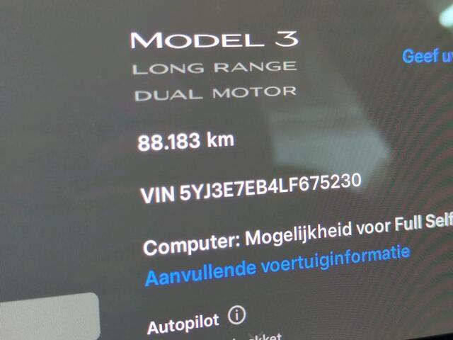 Tesla Model 3 Long Range AWD 75 kWh 350PK Trekh leer Pano 360°Camera