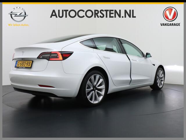 Tesla Model 3 SR+60kWh 325PK 19" AutoPilot Leer PanoDak Adaptive cruise Camera's Elektr.-Stuur+Stoelen+Spiegels+Geheugen+Easy-Entry+Verwarmde stoelen Park assistent PDC-A+Voor WIFI Ecc Lane-Assist Speed-Assist RWD Plus Navi full map LED-a+v ACC Dual-ECC DAB Voorverwarm