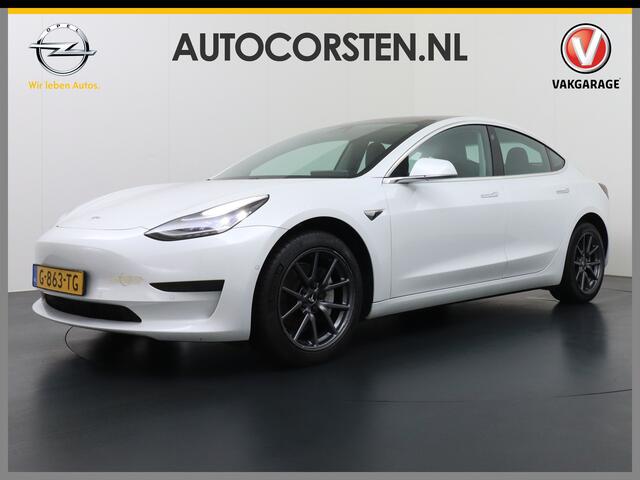 Tesla Model 3 RWD SR+ 60kWh 325PK 18" AutoPilot Leder PanoDak Adaptive Cruise Camera's Elektr.-Stuur+Stoelen+Spiegels+Geheugen+Easy-Entry+Verwarmde stoelen Park assistent PDC WIFI Ecc Lane-Assist Speed-Assist Navi LED Comfortstoelen ACC DAB Voorverwarmen interieur en k
