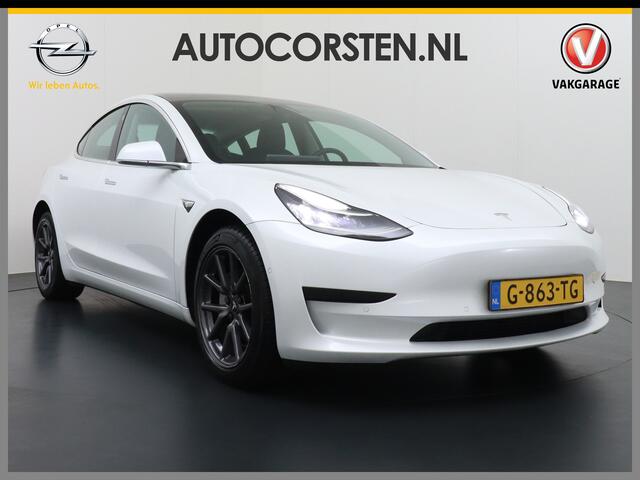 Tesla Model 3 RWD SR+ 60kWh 325PK 18" AutoPilot Leder PanoDak Adaptive Cruise Camera's Elektr.-Stuur+Stoelen+Spiegels+Geheugen+Easy-Entry+Verwarmde stoelen Park assistent PDC WIFI Ecc Lane-Assist Speed-Assist Navi LED Comfortstoelen ACC DAB Voorverwarmen interieur en k