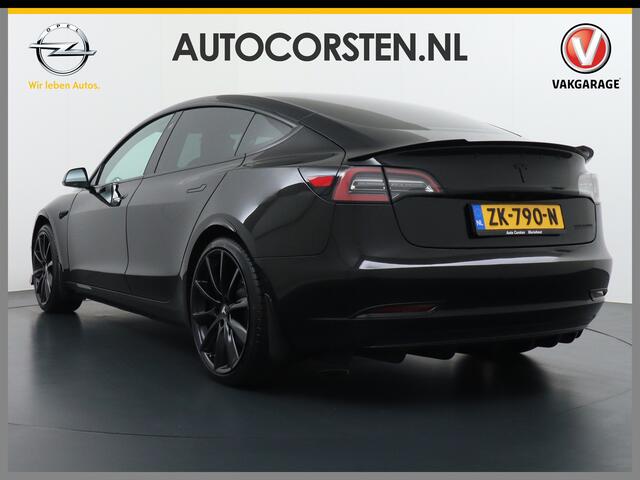 Tesla Model 3 RWD! Long Range UNIEK Grootste Accu+Actieradius bij Lichtste gewicht 78,8kWh 19" Spoilers Spec.Bumpers Difuser Div.Carbon FSD-Full Self Driving Computer Premium Audio AutoPilot Panoramadak Camera's Leer Adaptive-Cruise-Control+Stop&Go Pdc Ecc Keyless Stoe