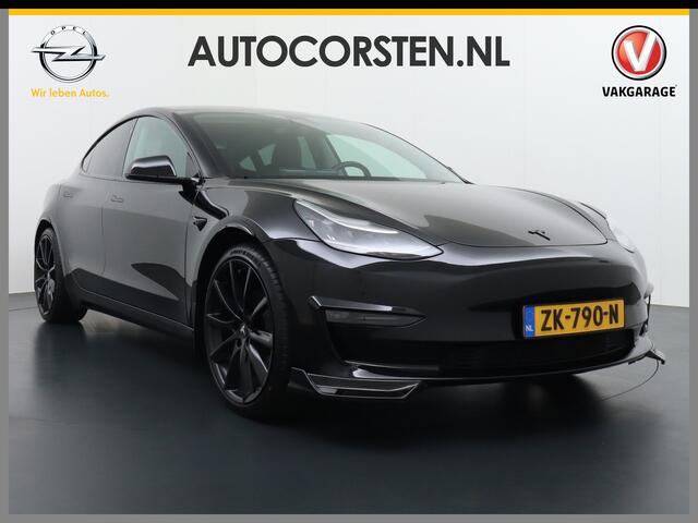 Tesla Model 3 RWD! Long Range UNIEK Grootste Accu+Actieradius bij Lichtste gewicht 78,8kWh 19" Spoilers Spec.Bumpers Difuser Div.Carbon FSD-Full Self Driving Computer Premium Audio AutoPilot Panoramadak Camera's Leer Adaptive-Cruise-Control+Stop&Go Pdc Ecc Keyless Stoe