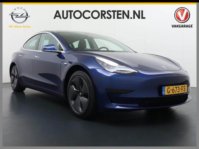 Tesla Model 3 RWD SR+ 60kWh 325PK Lmv 18" AutoPilot Leder PanoDak Adaptive-Cruise Lmv Camera's Elektr.-Stuur+Stoelen+Spiegels+Geheugen+Easy-Entry+Verwarmde stoelen Park assistent PDC WIFI Lane-Assist Speed-Assist Navi LED Comfortstoelen ACC DAB Keyless en Voorverwarmen