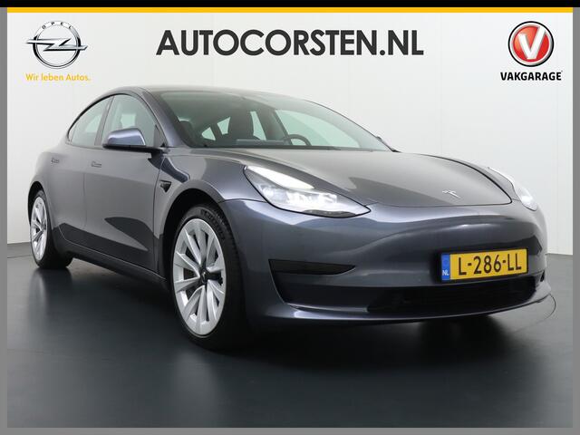 Tesla Model 3 RWD + 60kWh 325PK Facelift Warmtepomp Elek.Achterklep Lmv 19" Draadloze laadpads FSD-3 Computer AutoPilot Leder PanoDak Adaptive Cruise Camera's Elektr.-Stuur+Stoelen+Spiegels+Geheugen+Easy-Entry+Verwarmde Stoelen Park assistent Pdc WIFI Ecc Lane-Assist E