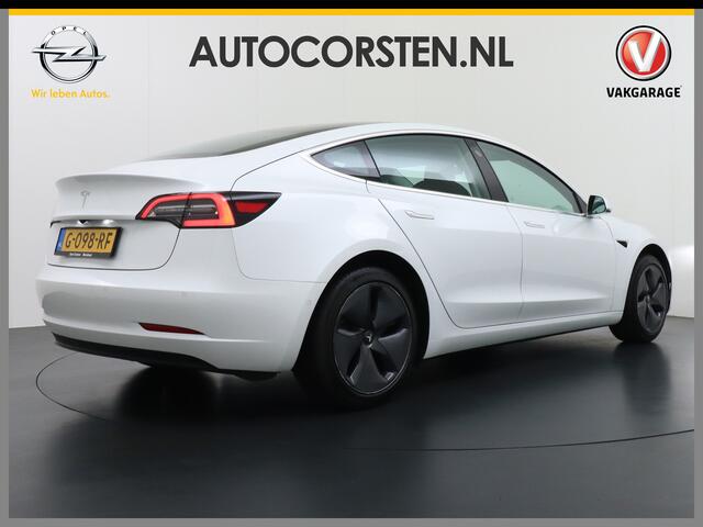 Tesla Model 3 RWD SR+ 60kWh 325PK Lmv 19" AutoPilot Leder PanoDak Adaptive-Cruise Lmv Camera's Elektr.-Stuur+Stoelen+Spiegels+Geheugen+Easy-Entry+Verwarmde stoelen Park assistent PDC WIFI Lane-Assist Speed-Assist Navi LED Comfortstoelen ACC DAB Keyless en Voorverwarmen