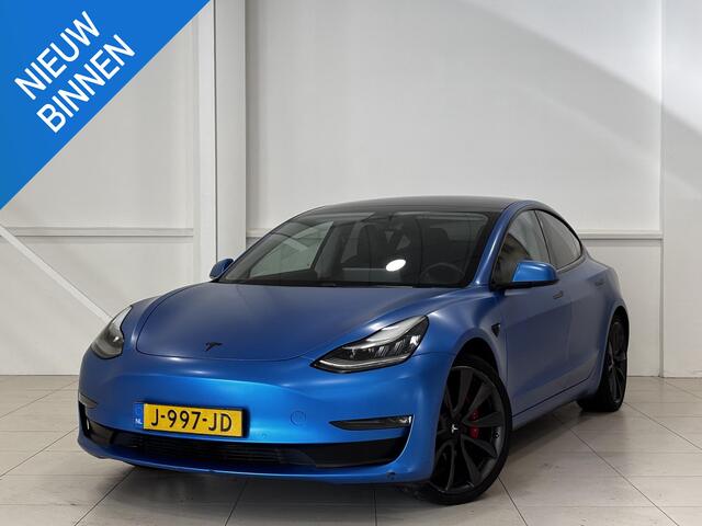 Tesla Model 3 Performance AWD 75 kWh | FSD Full Self driving | 89% SOH | Performance | Blauw Wrap |