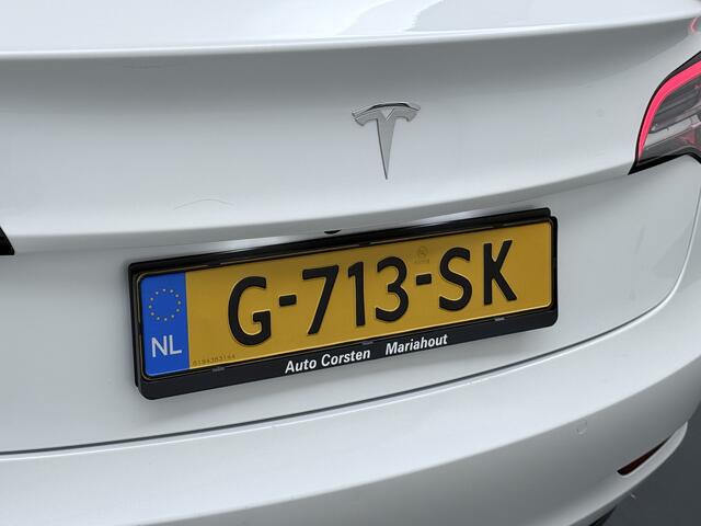 Tesla Model 3 RWD SR+ 60kWh 325PK Lmv 18" AutoPilot Leder PanoDak Adaptive-Cruise Lmv Camera's Elektr.-Stuur+Stoelen+Spiegels+Geheugen+Easy-Entry+Verwarmde stoelen Park assistent PDC WIFI Lane-Assist Speed-Assist Navi LED Comfortstoelen ACC DAB Keyless en Voorverwarmen