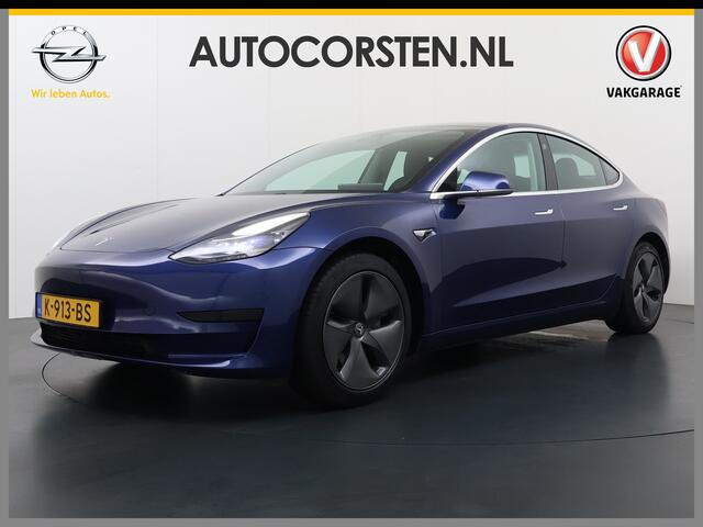 Tesla Model 3 SR Plus 325PK Lmv 18" AutoPilot FSD Leder Pano-dak Adaptive-Cruise Camera's Elektr.-Stuur+Stoelen+Spiegels+Geheugen+Easy-Entry+Verwarmde stoelen Park assistent Pdc WIFI Lane-Assist Speed-Assist Navi LED Comfortstoelen ACC DAB Voorverwarmen interieur via A